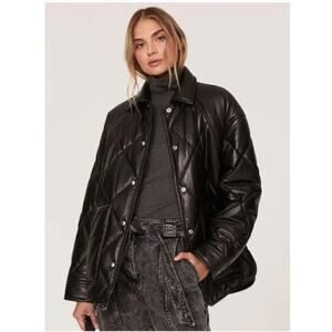 IRO Shirin Jacket Quilted Lambskin Leather Black  FR 38